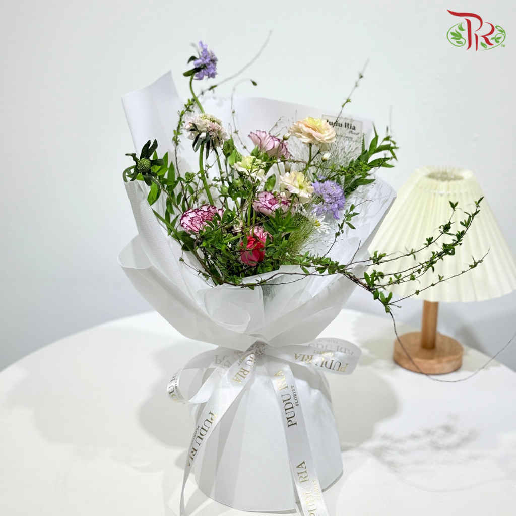 Signature Weekly Flower Bunch - Ethereal Blossom Whisper Medium With Wrapping